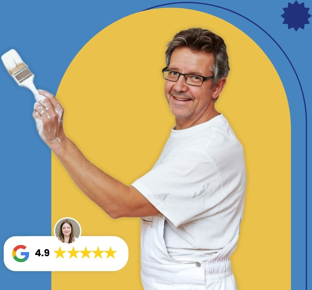 Ein sympatisch lächelnder Mann der ein Maler ist Ein sympatisch lächelnder Mann der ein Maler ist